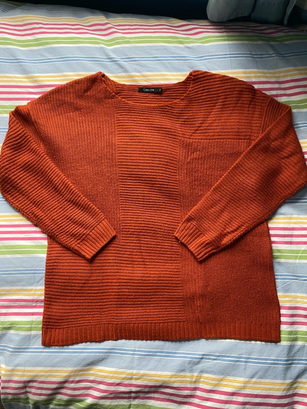 Casual Crewneck Sweater in Rust Orange